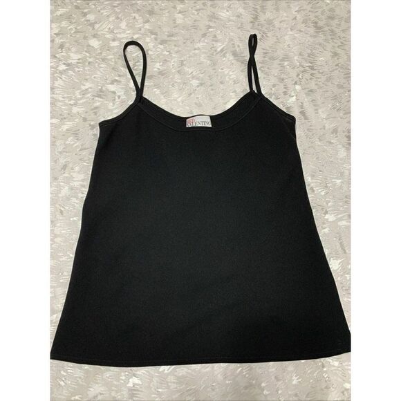 Valentino Womens Solid Black Tank Top Cami Scoop Neck 38 Xs - Picture 1 of 5